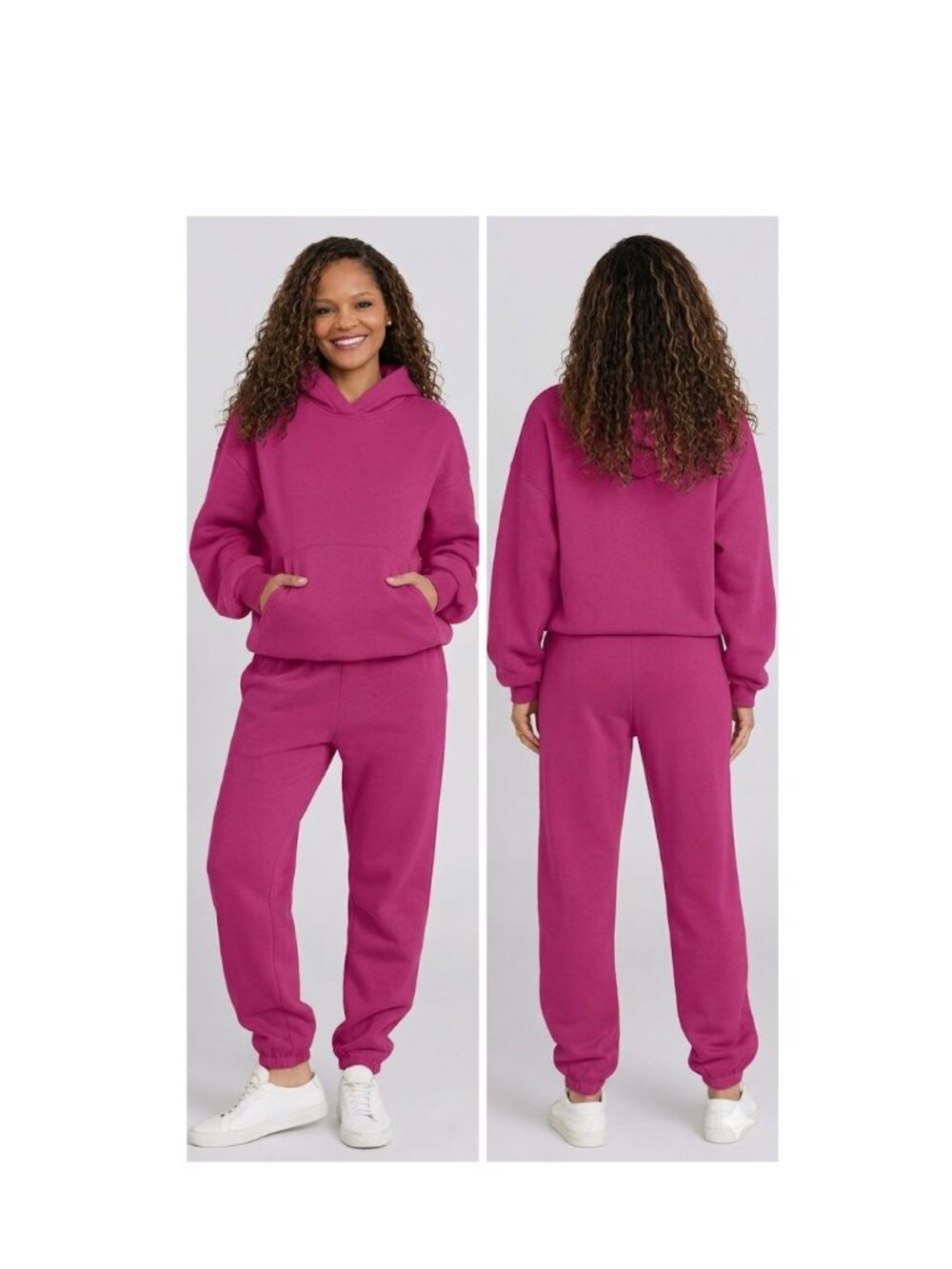 ANRABESS Hot Pink 2 Piece Oversized Jogging Suit